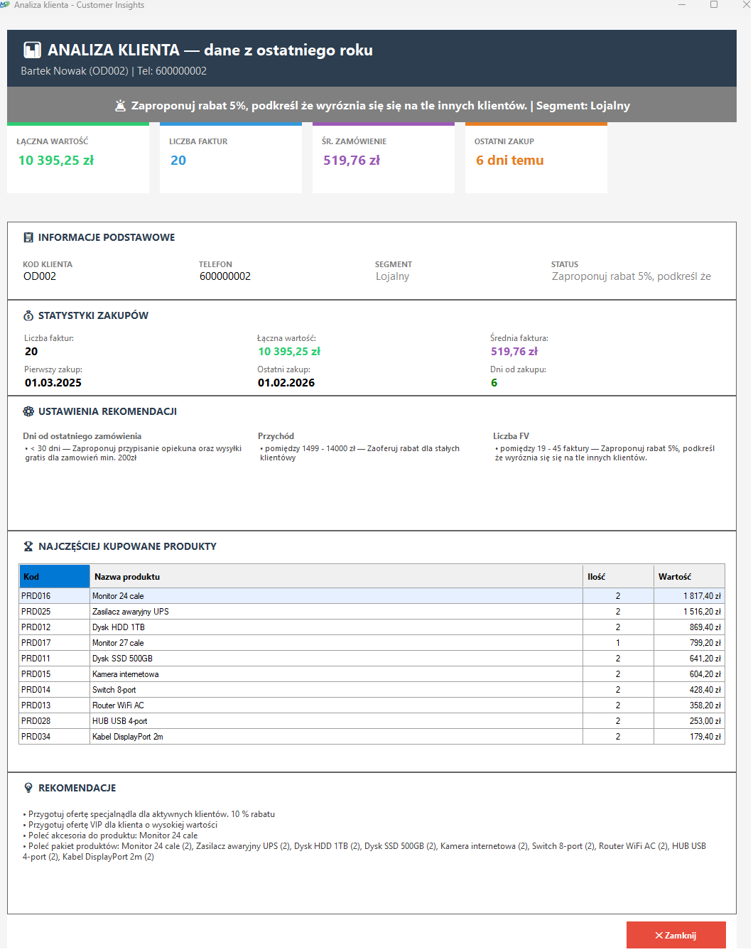 Rekomendacje i sugestie