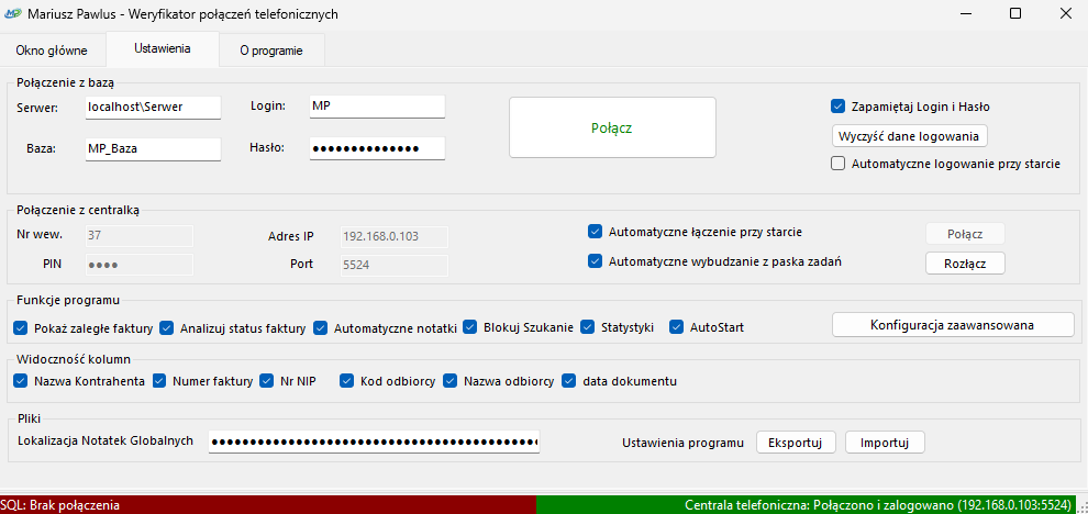 Ustawienia i konfiguracja
